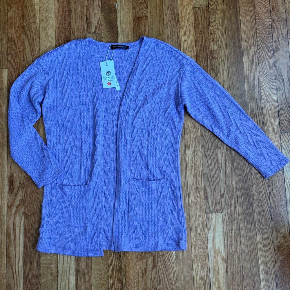 Lavender Purple Knit Cardigan Sweater